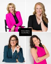 Joyful photos of four different professional women looking sophisticated and ready worthy of a job promotion.