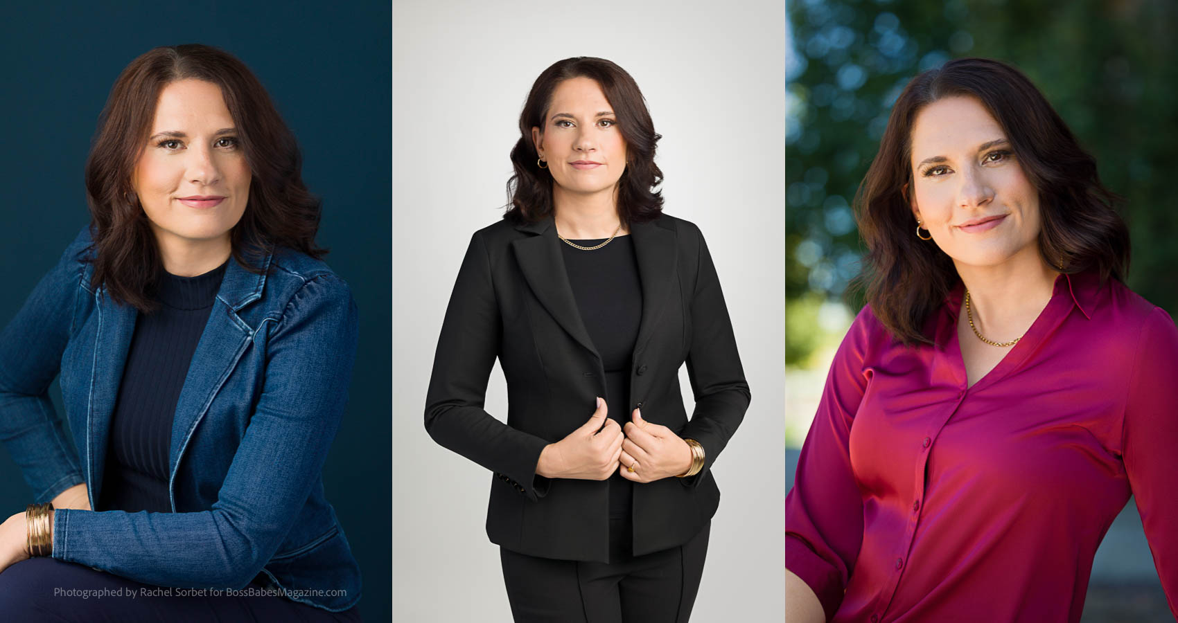 Three editorial portraits of Denver nurse Amanda J. Maxwell for Boss Babes Magazine