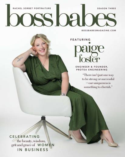 A portrait of engineer Paige Foster on the cover of Boss Babes Magazine