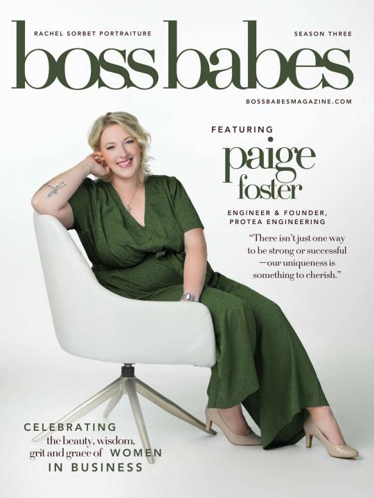 A portrait of engineer Paige Foster on the cover of Boss Babes Magazine