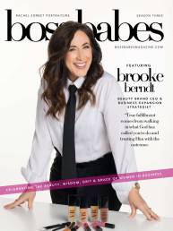 A portrait of Virtue Beauty Co CEO Brooke Berndt on the cover of Boss Babes Magazine